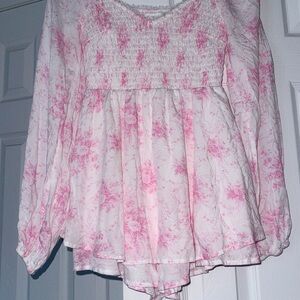 Altar'd State Pink and White Textured Top